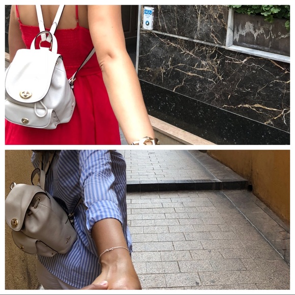 Coach Mini Billie Turnlock Chalk White Backpack - Picture 8 of 8